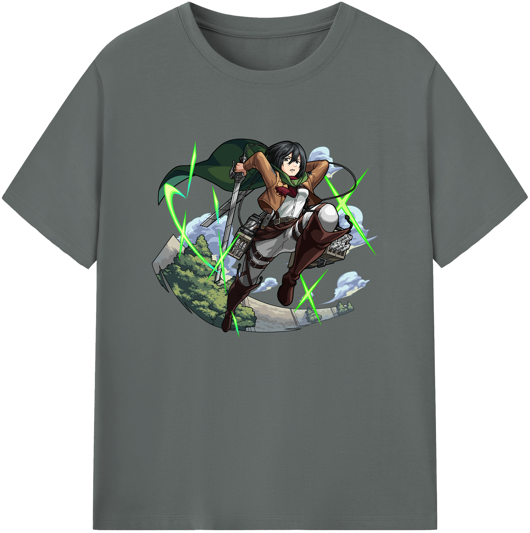 （画像用） 進撃の巨人 ミカサ·アッカーマン Attack on Titan Mikasa Ackerman 綿100％ メンズ半袖Tシャツ｜肌触りやわらか＆通気性